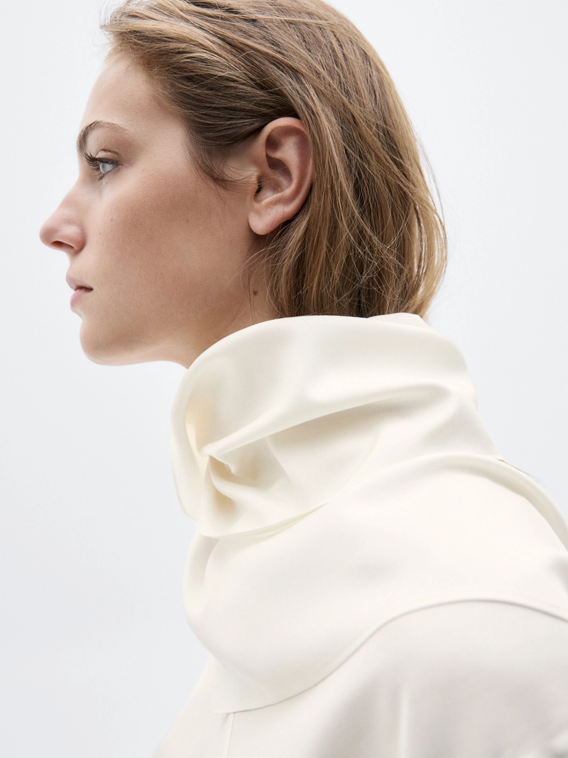 Блузка из шёлкового смесового материала с завязкой - limited