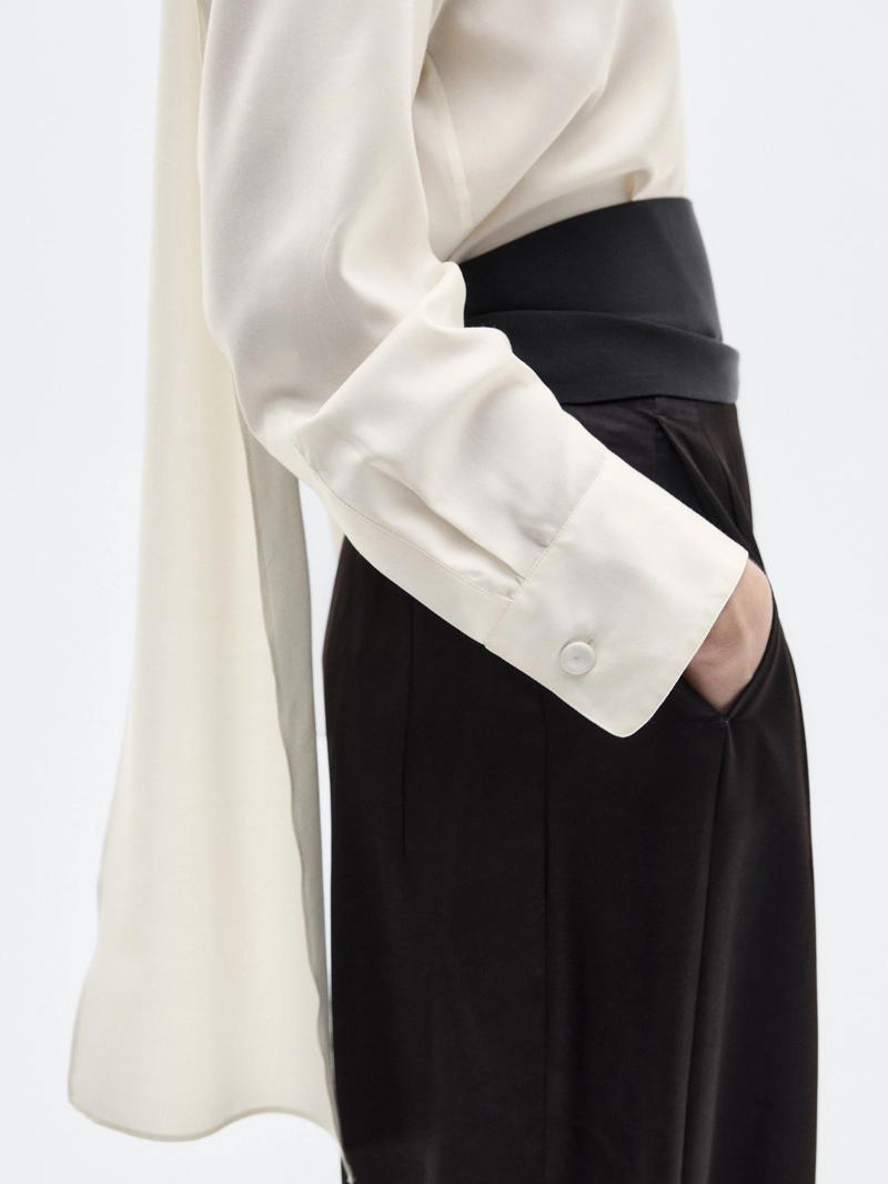 Блузка из шёлкового смесового материала с завязкой - limited