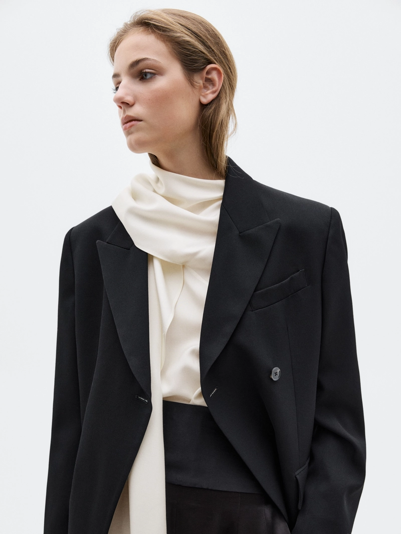 Блузка из шёлкового смесового материала с завязкой - limited