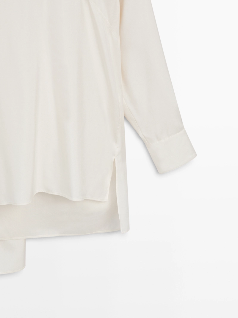 Блузка из шёлкового смесового материала с завязкой - limited