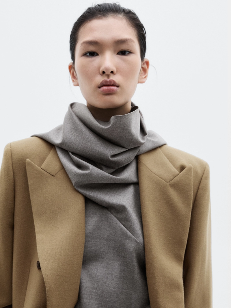 Длинный пиджак с двубортной застежкой из 100% шерсти - limited