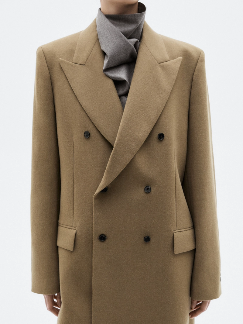 Длинный пиджак с двубортной застежкой из 100% шерсти - limited