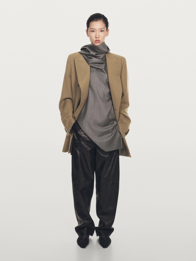 Длинный пиджак с двубортной застежкой из 100% шерсти - limited