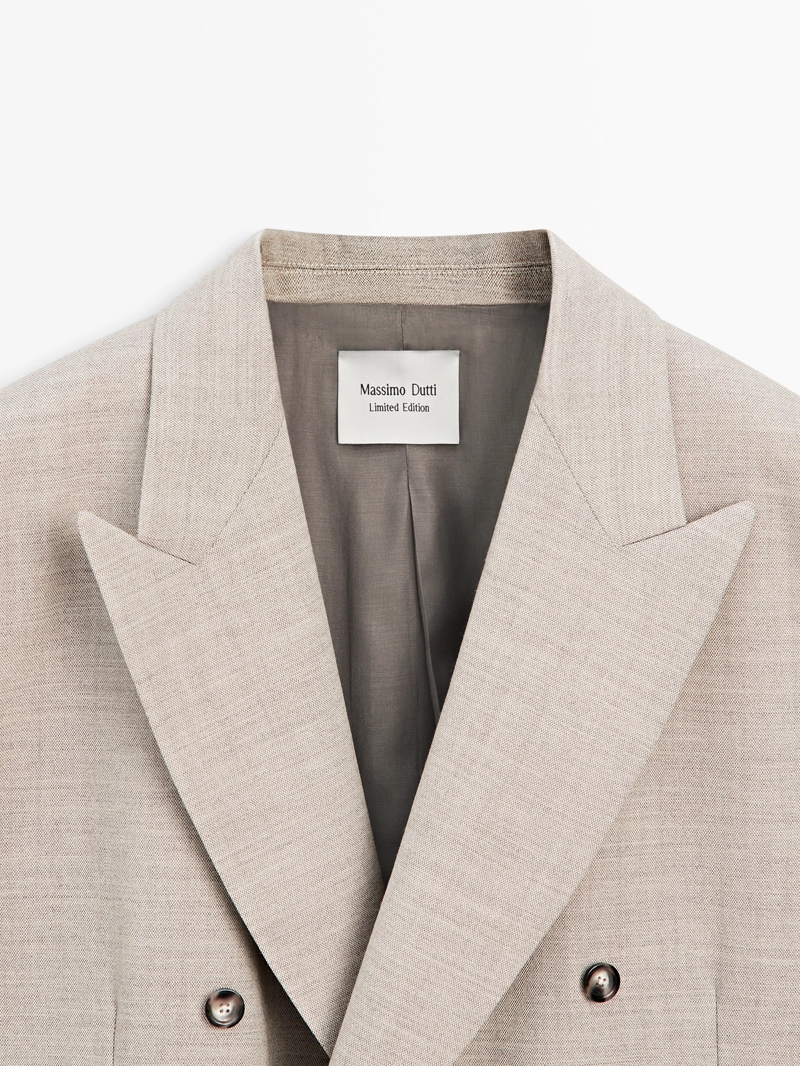 Пиджак с двубортной застежкой из 100% шерсти - limited