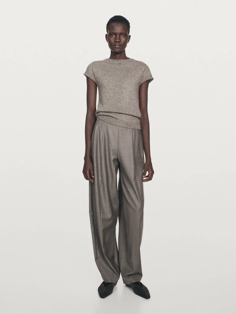 Свитер с короткими рукавами из альпаки и шелка - limited