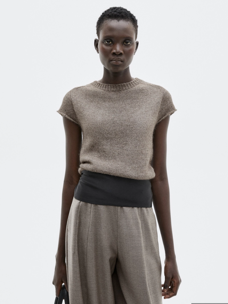 Свитер с короткими рукавами из альпаки и шелка - limited