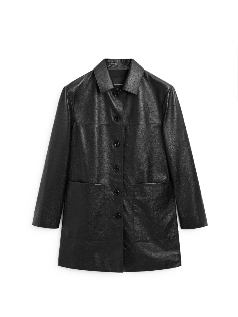 Пальто из натуральной кожи с текстурой