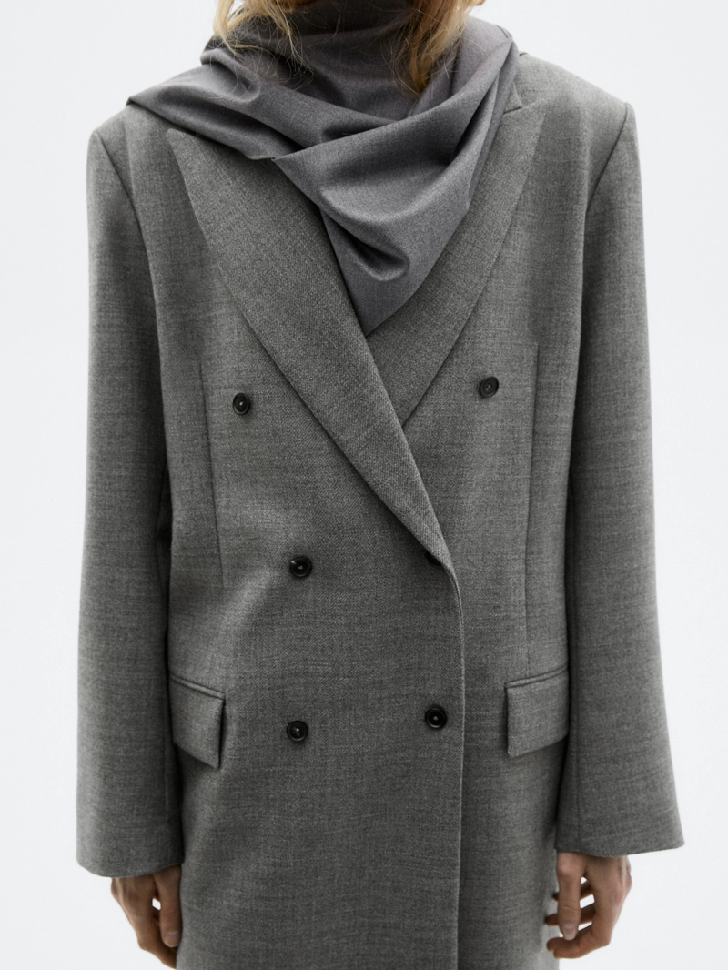 Пальто из 100% шерсти с лацканом - limited