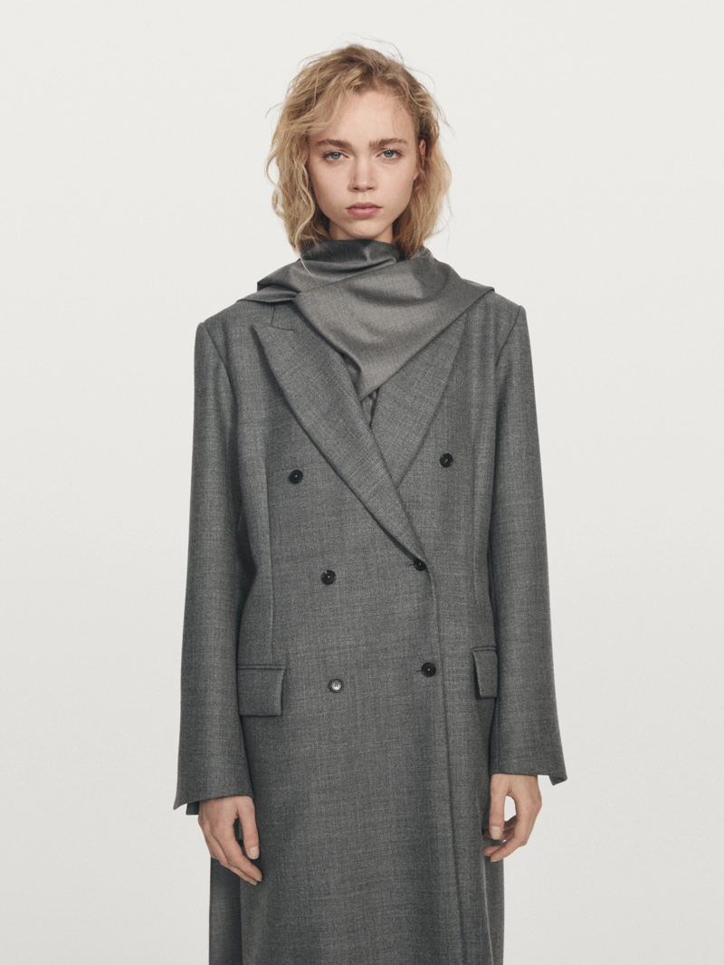 Пальто из 100% шерсти с лацканом - limited