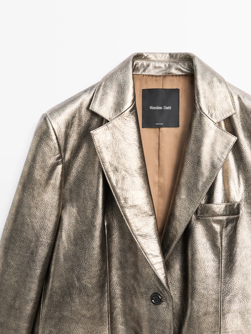 Кожаный блейзер с металлическим покрытием