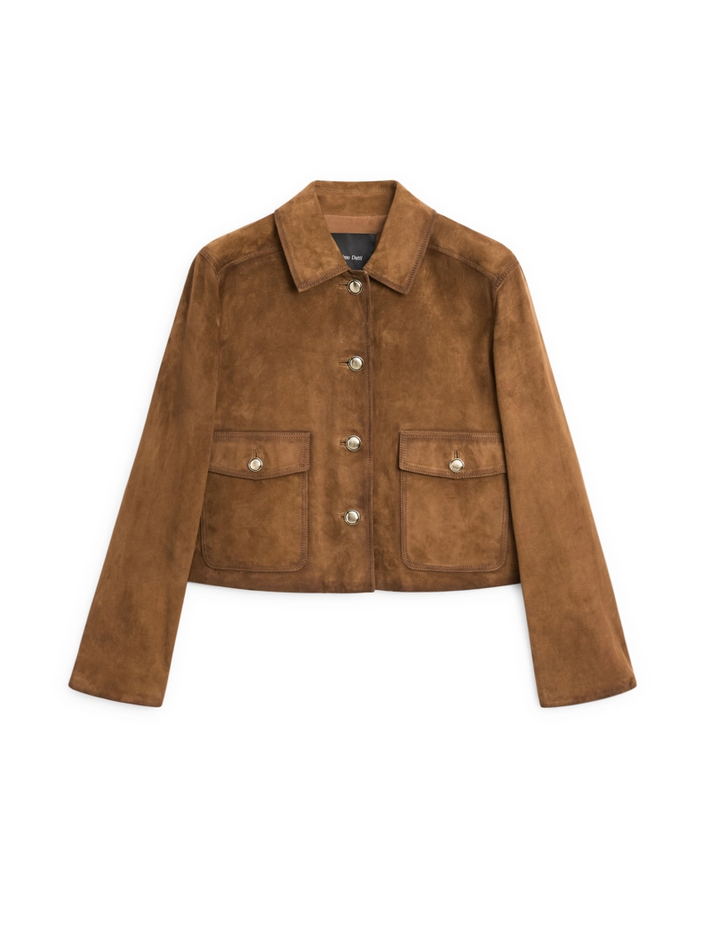 Куртка из замши с пуговицами в золотистом цвете