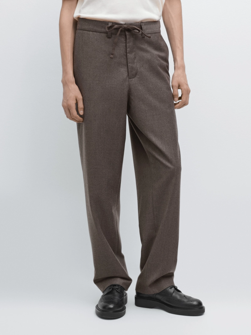 Брюки из 100% шерсти фланели