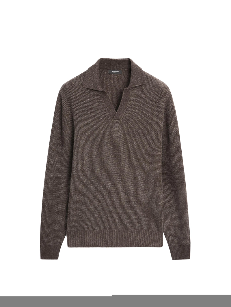 Водолазка-поло из вязаного трикотажа с v-образным вырезом