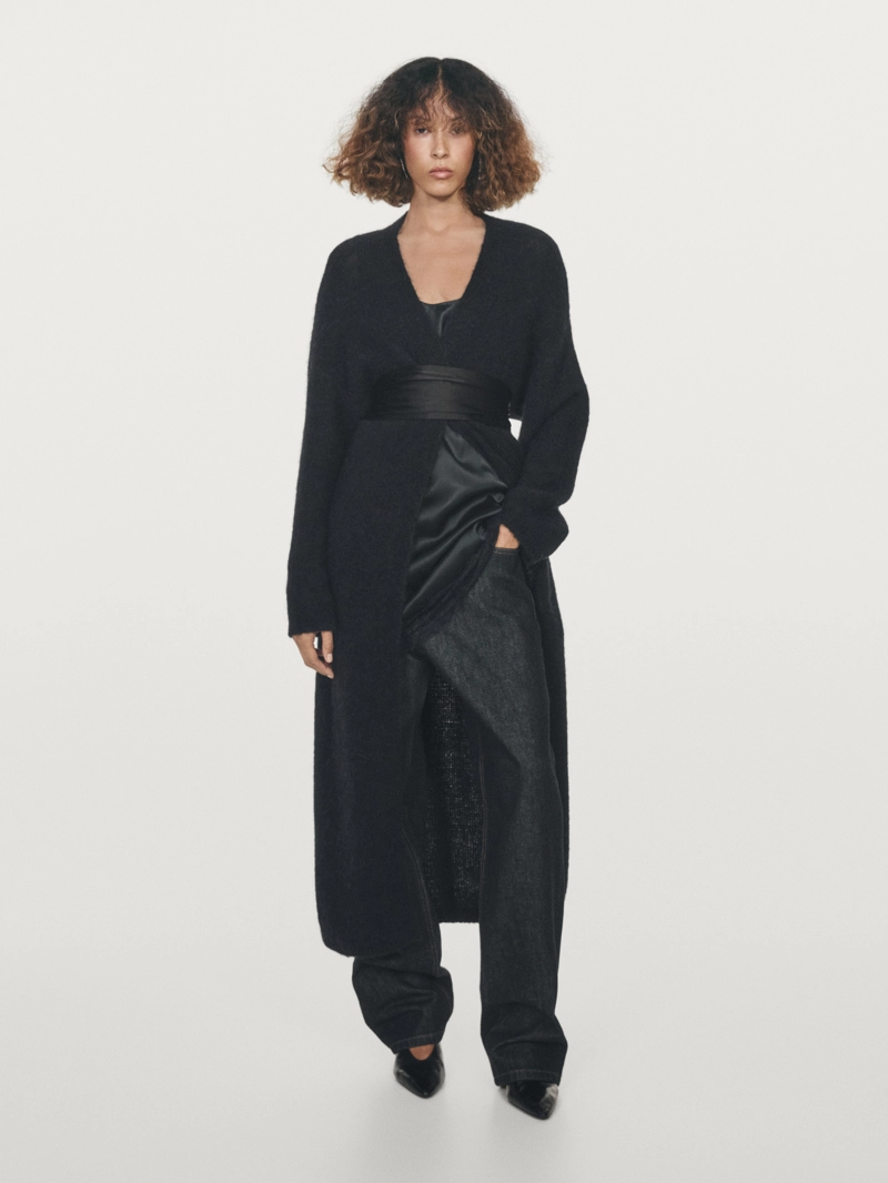 Длинный вязанный кардиган из альпаки