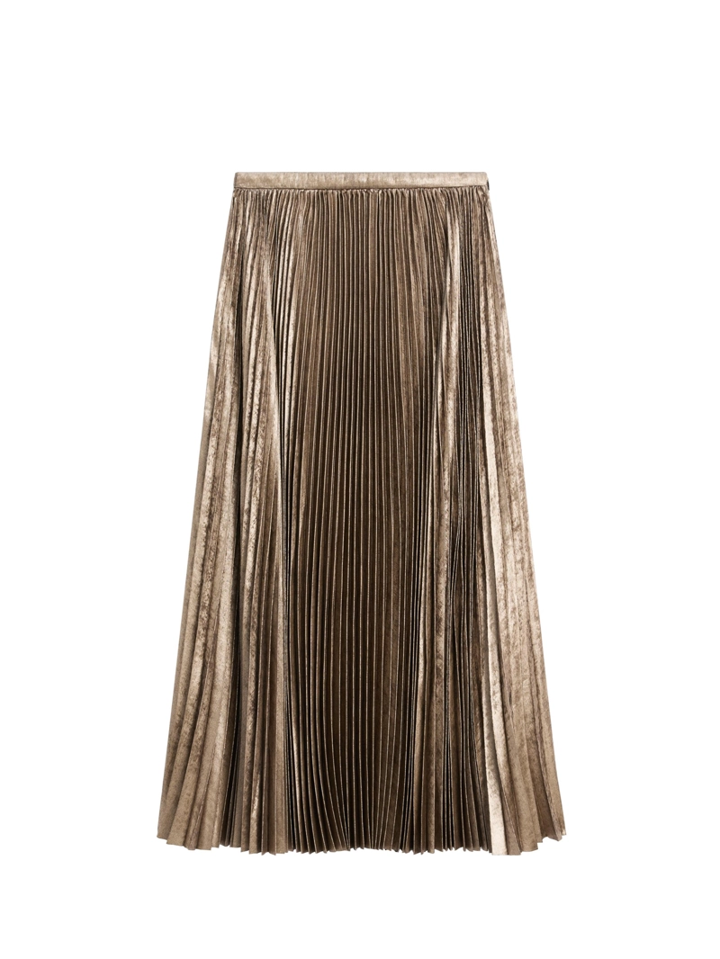 Юбка-миди со складками и металлическим эффектом