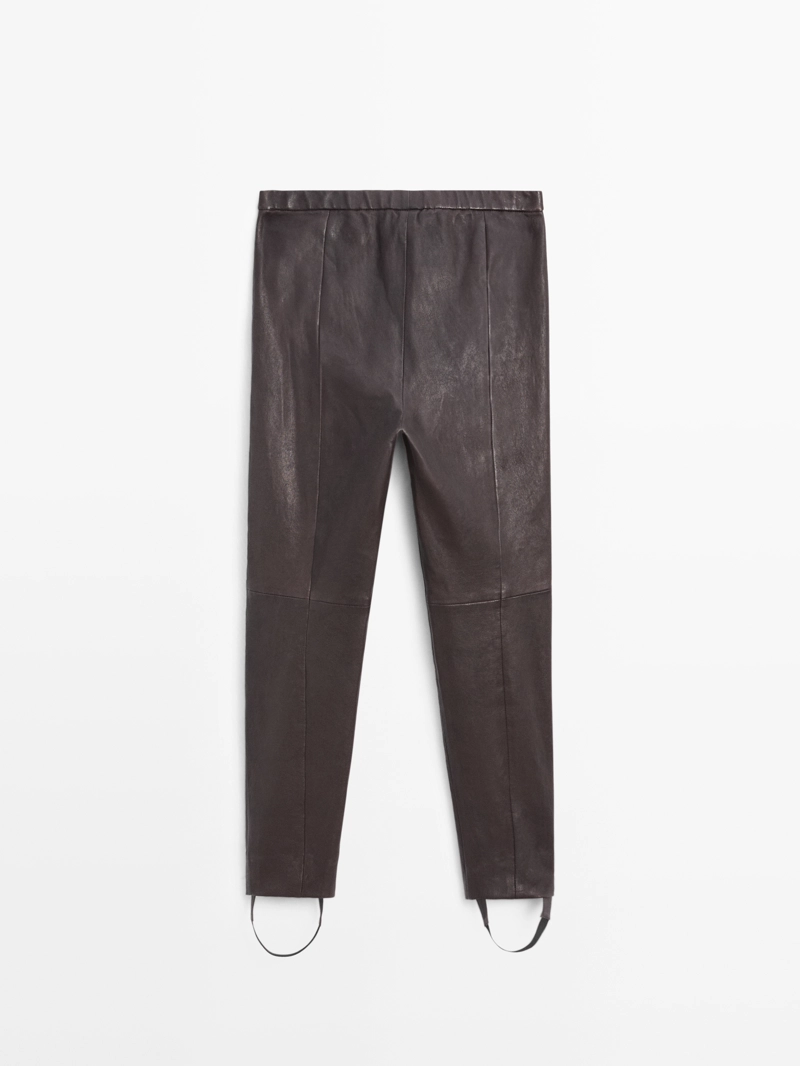 Леггинсы из натуральной кожи с эластичными деталями