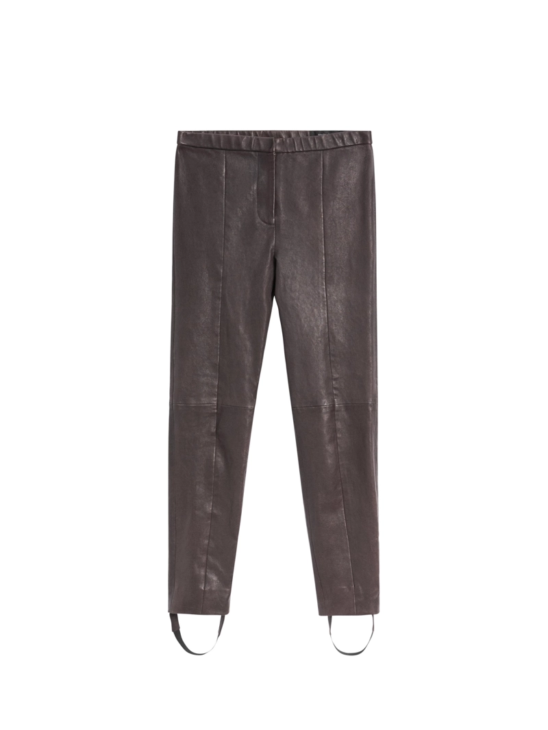 Леггинсы из натуральной кожи с эластичными деталями