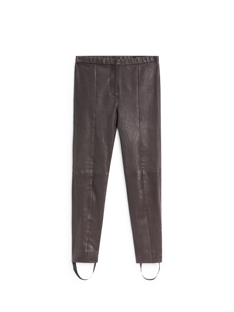 Леггинсы из натуральной кожи с эластичными деталями