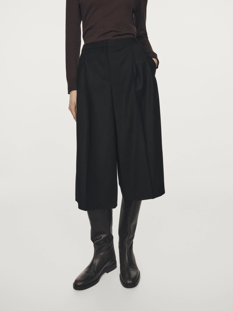 Длинные шерстяные бермуды с ластиком