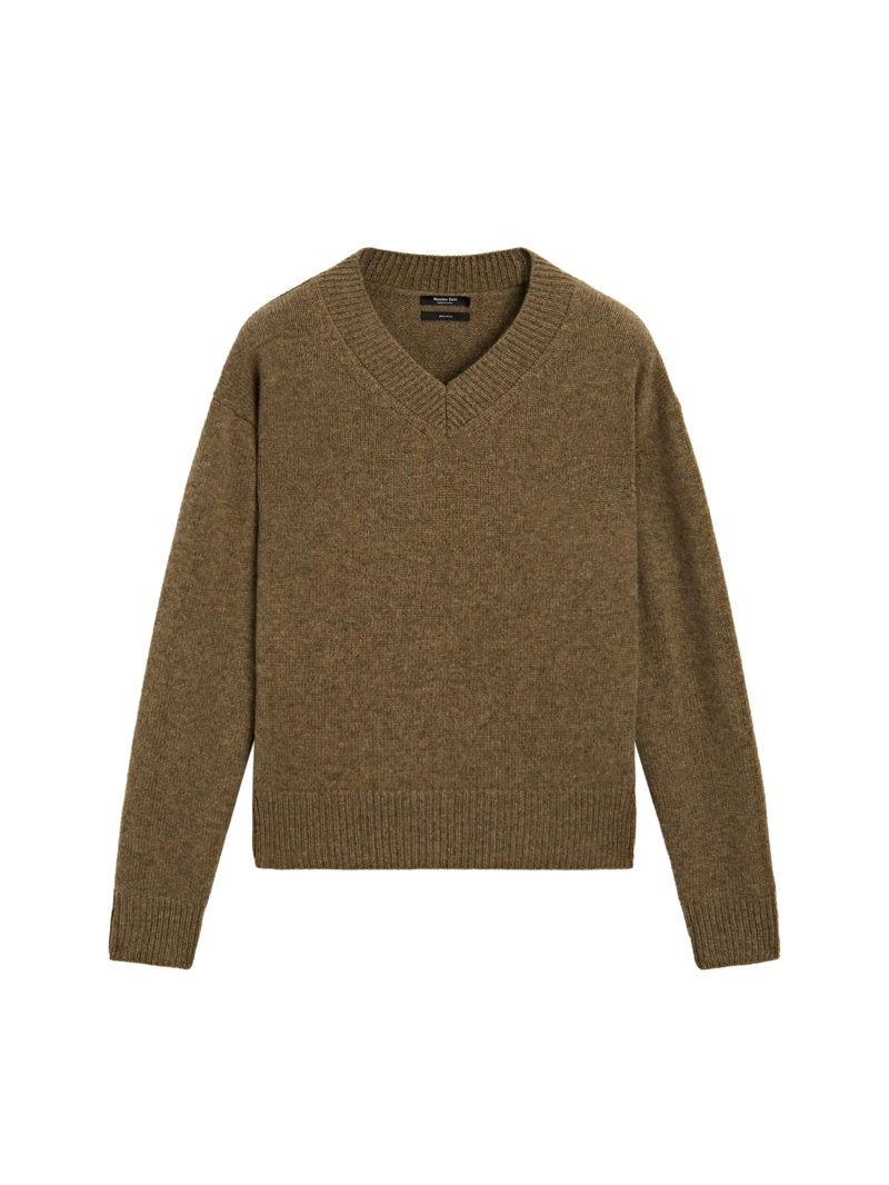 Свитер с v-образным вырезом из 100% шерсти