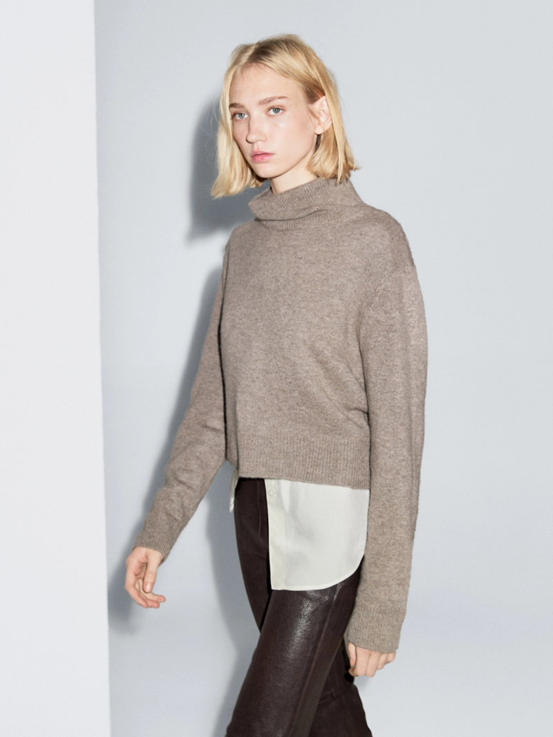 Свитер короткий вязаный из 100% кашемира