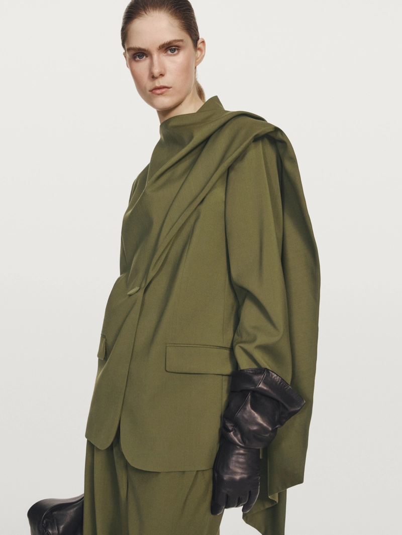 Пиджак с шарфом из 100% шерсти - studio