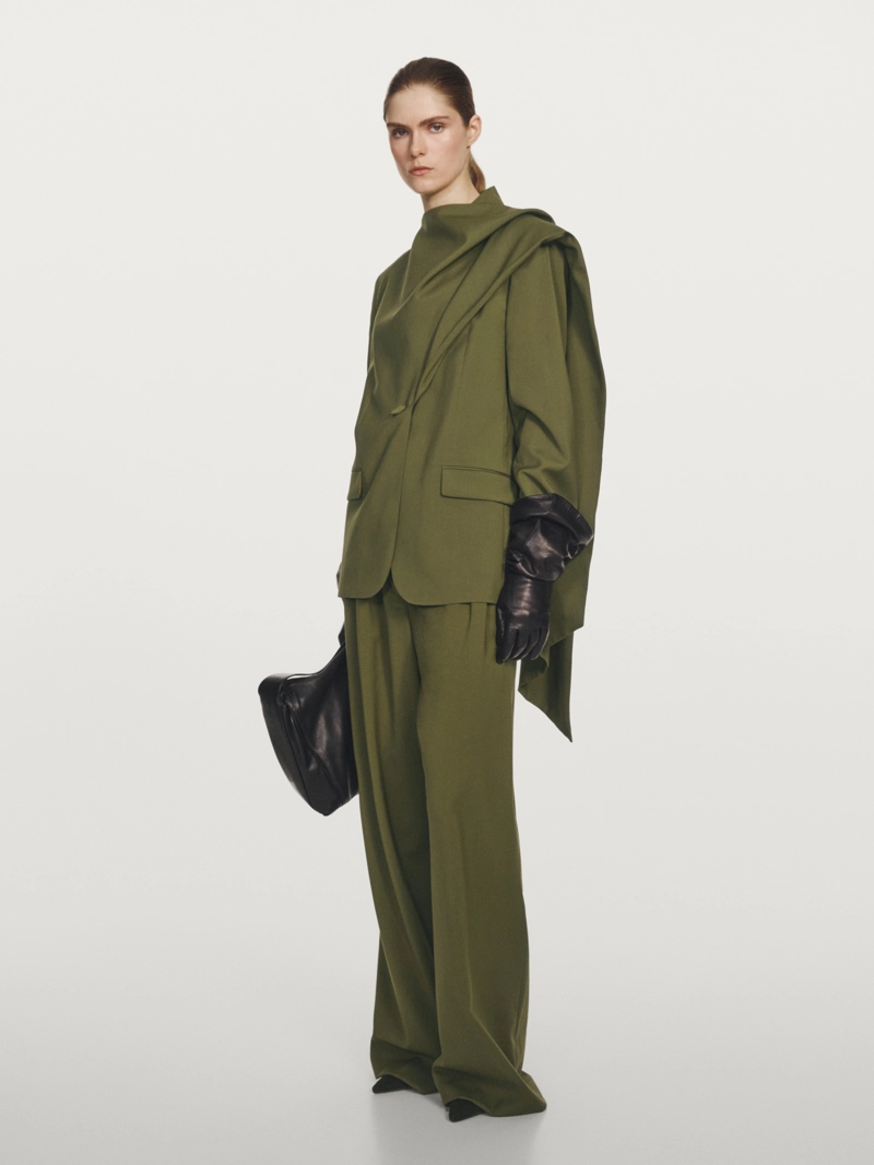 Пиджак с шарфом из 100% шерсти - studio