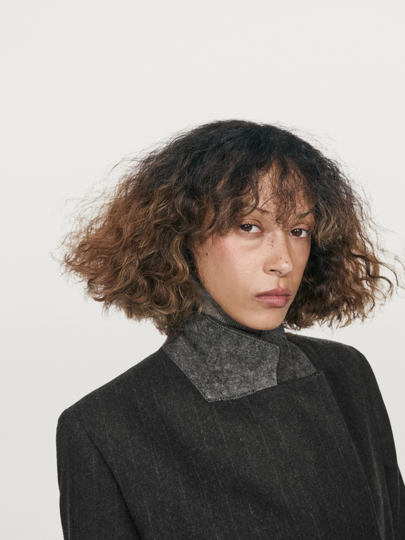 Длинный полосатый пиджак из шерстяной смеси