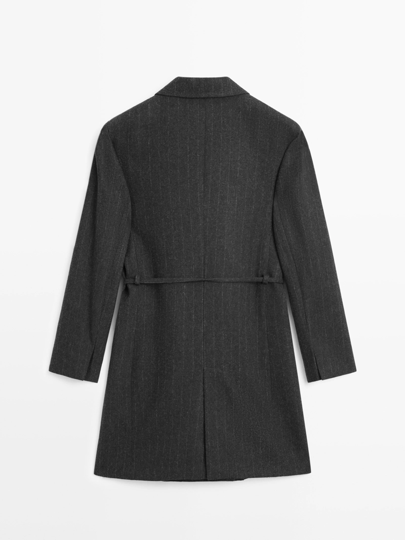 Длинный полосатый пиджак из шерстяной смеси