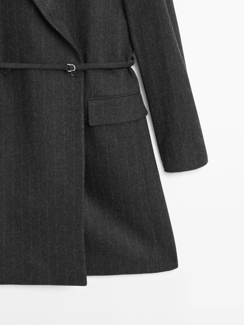 Длинный полосатый пиджак из шерстяной смеси