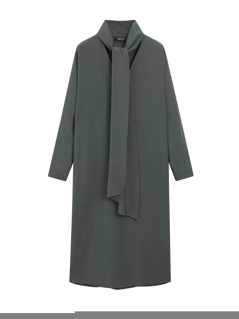 Платье миди с вырезом горловины и деталью на банте