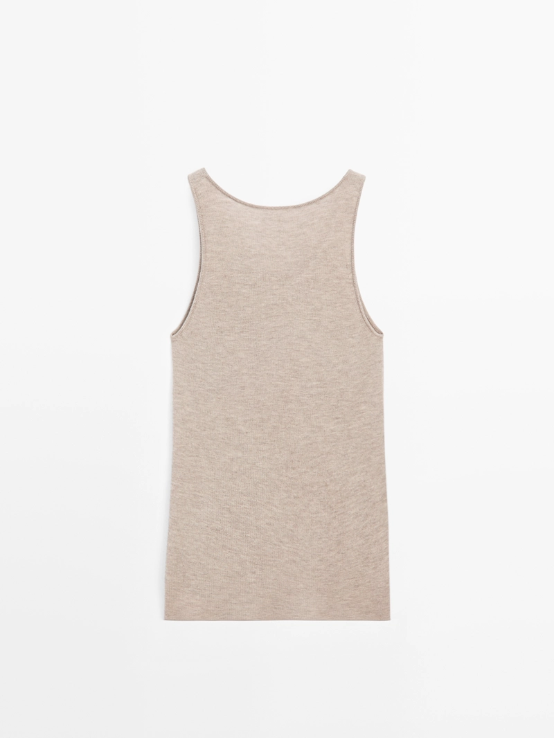 Длинный топ на тонких бретельках из 100% кашемира - limited