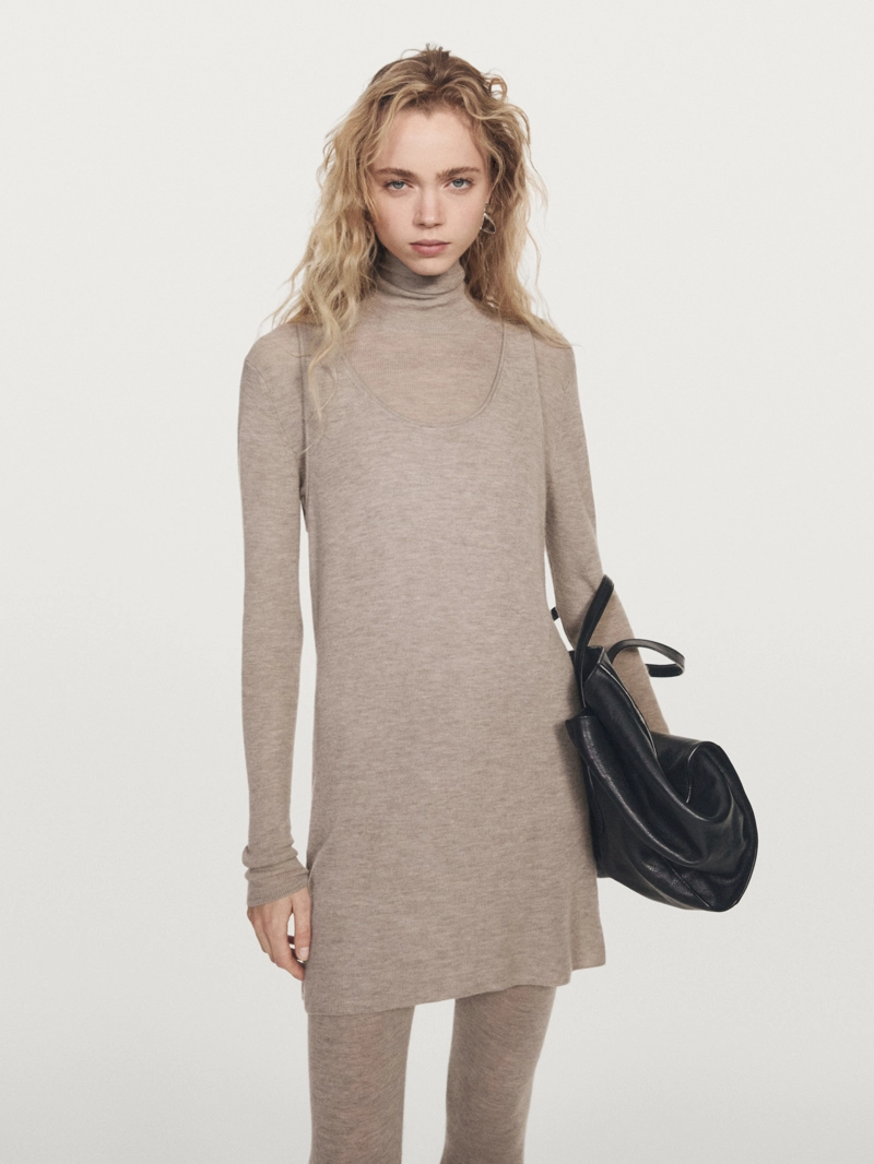 Длинный топ на тонких бретельках из 100% кашемира - limited