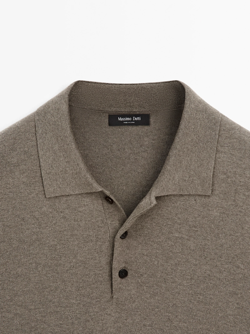 Водолазка-поло из хлопково-шерстяной смеси