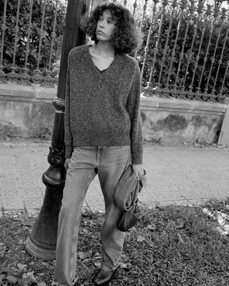 Свитер с высоким воротником из альпаки и шерсти в технике мулине