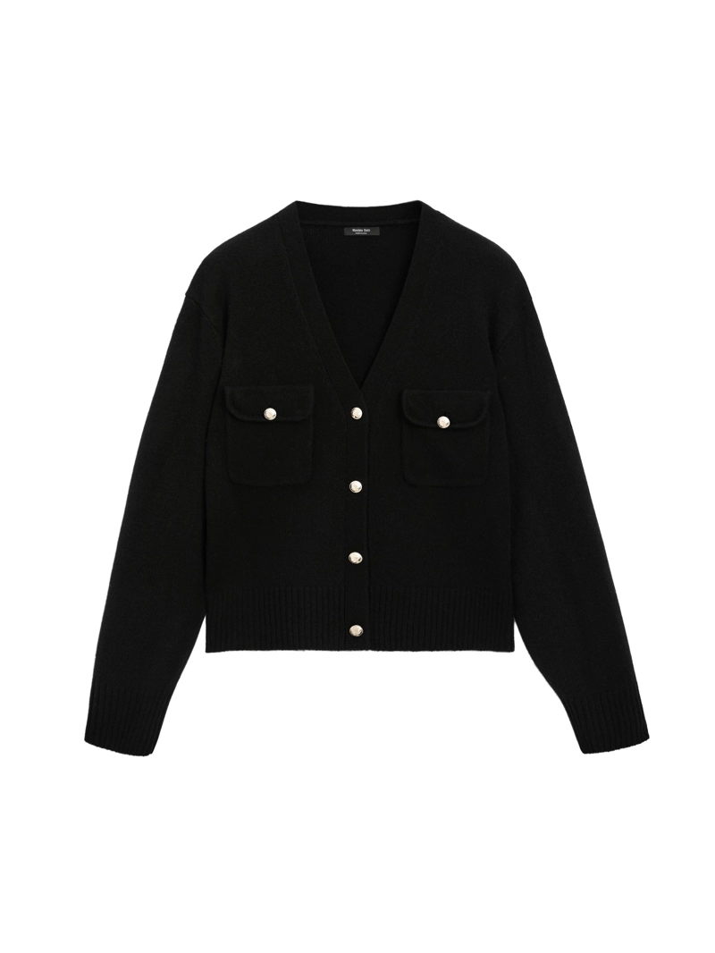 Кардиган с v-образным вырезом и золотыми пуговицами