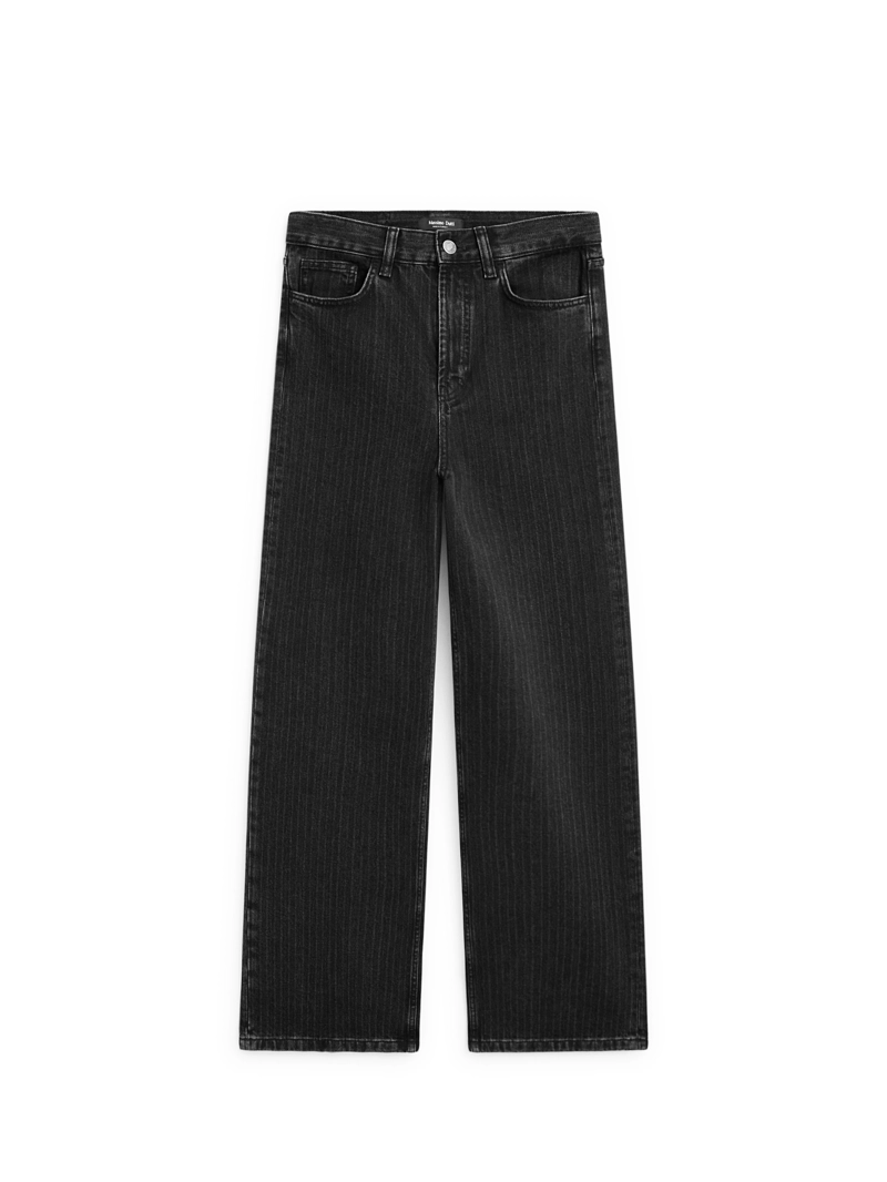 Джинсы прямого кроя с полосатой отделкой в талии