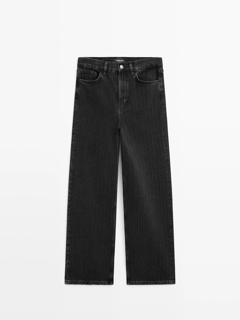 Джинсы прямого кроя с полосатой отделкой в талии