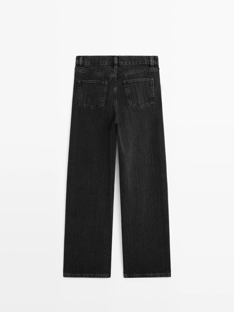 Джинсы прямого кроя с полосатой отделкой в талии