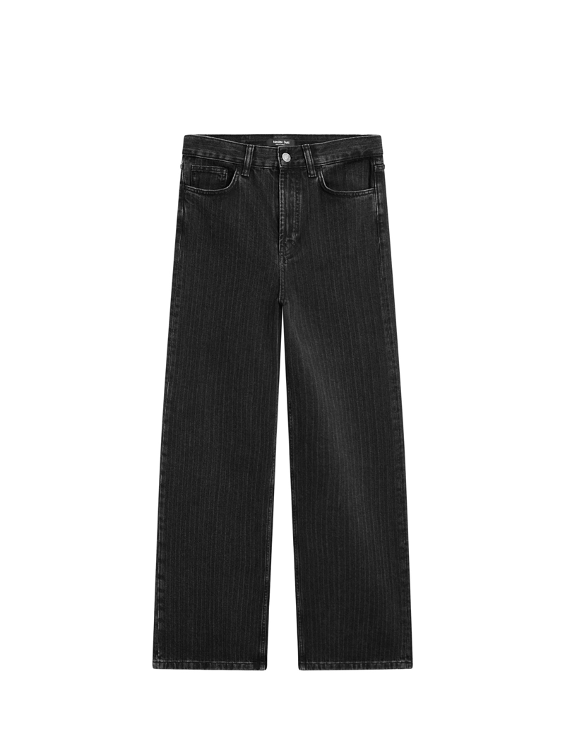 Джинсы прямого кроя с полосатой отделкой в талии