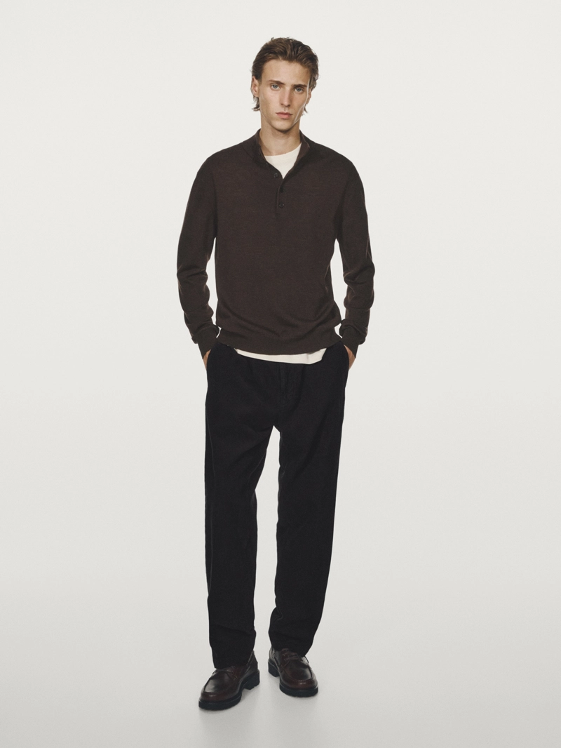 Водолазка из 100% шерсти с пуговицами