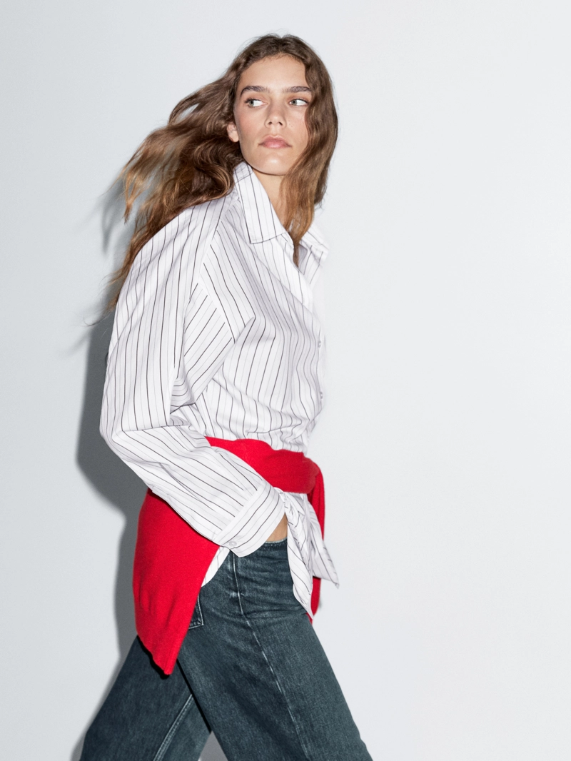 Рубашка в полоску свободного кроя