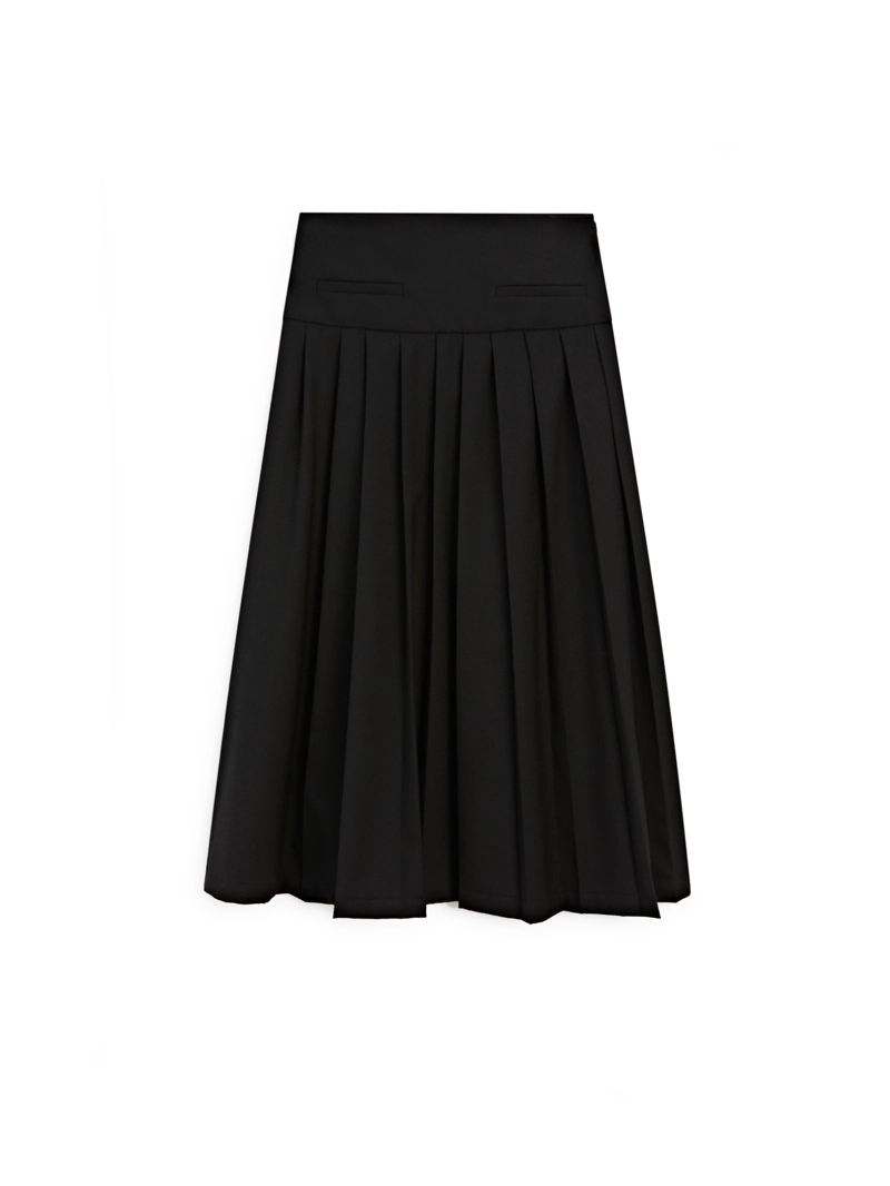 Юбка-миди из шерстяной смеси с разноуровневыми складками