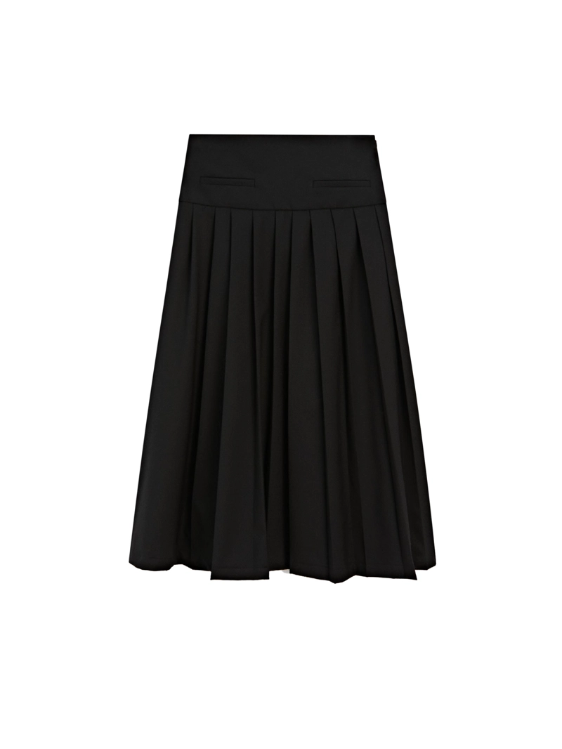 Юбка-миди из шерстяной смеси с разноуровневыми складками