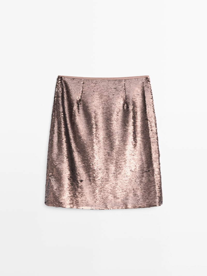 Юбка короткая матовая с пайетками