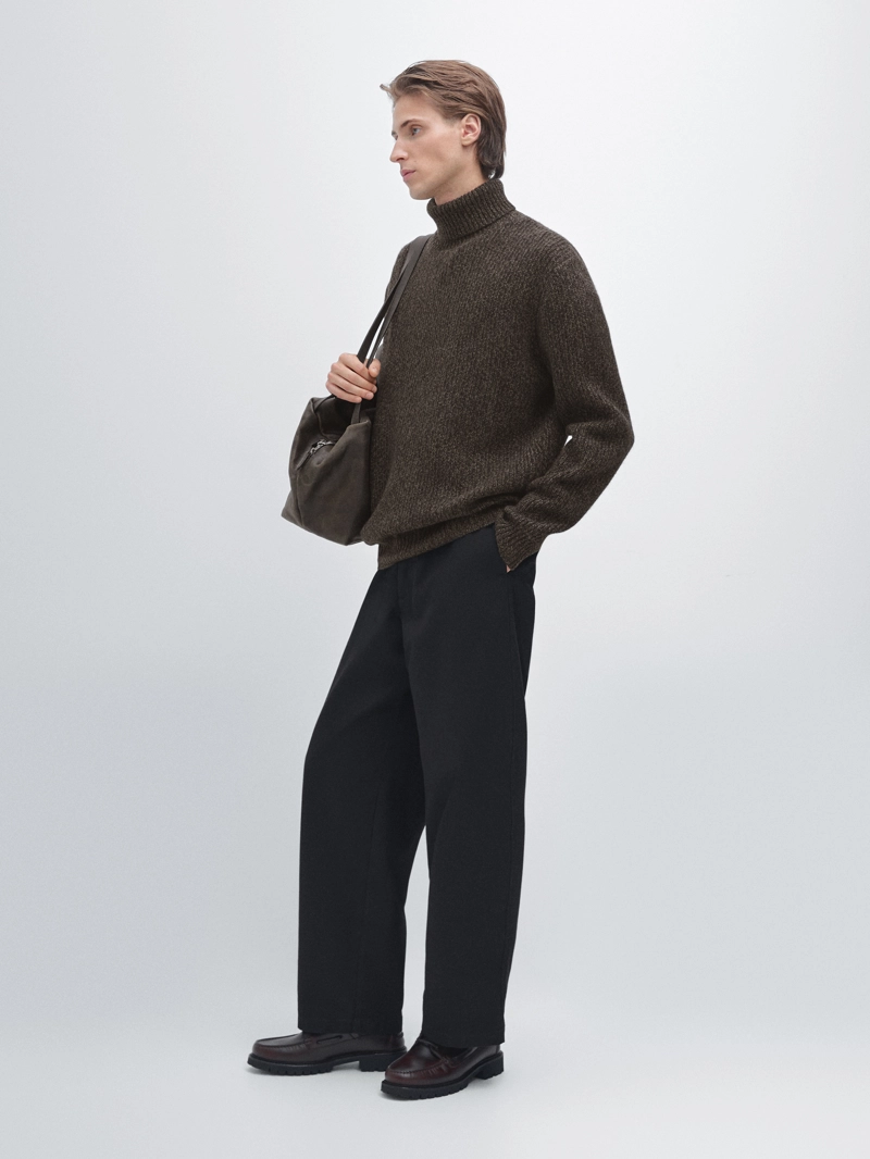 Свитер из муліне 100% шерсти с высоким воротником