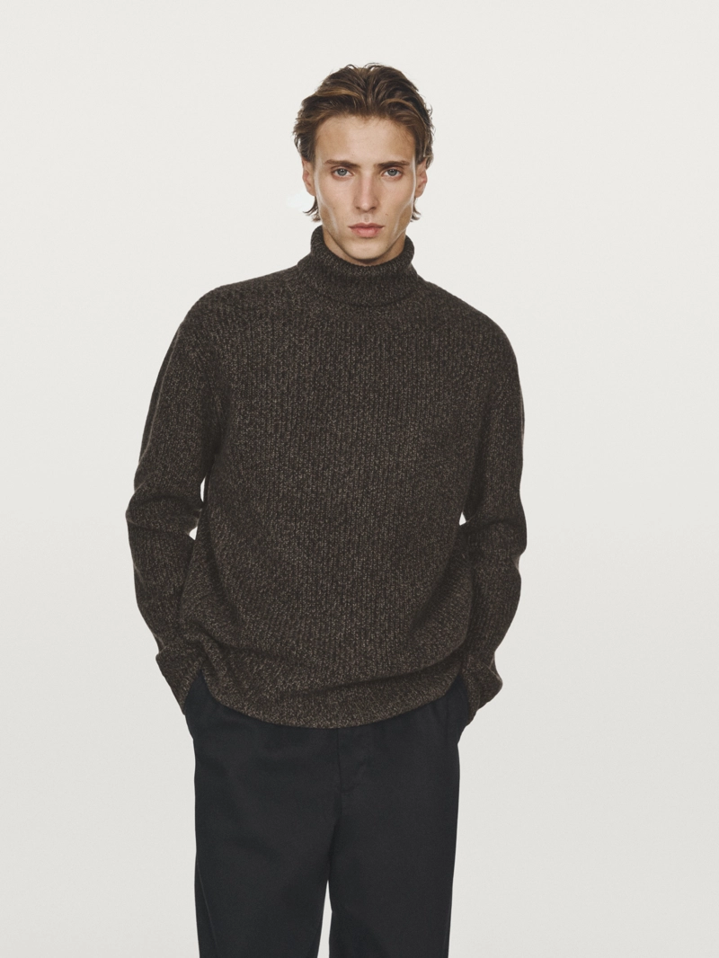 Свитер из муліне 100% шерсти с высоким воротником