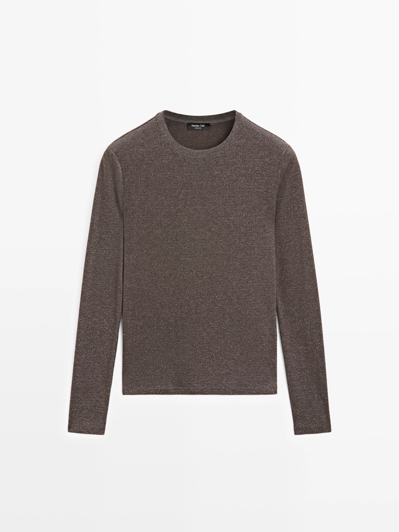 Футболка с длинным рукавом и металлическим блеском