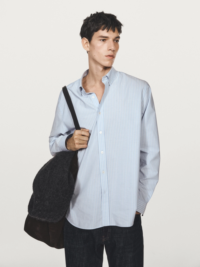 Рубашка из полосатого поплина с регулярной посадкой