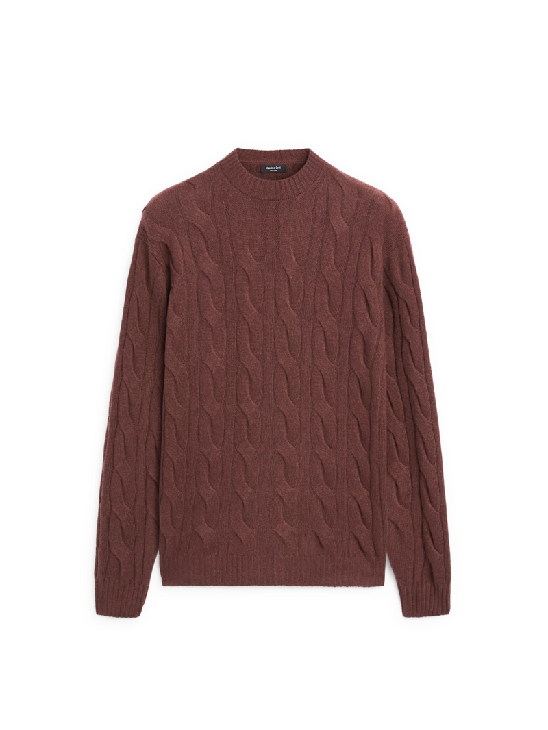 Пуловер из шерстяной смеси с косами